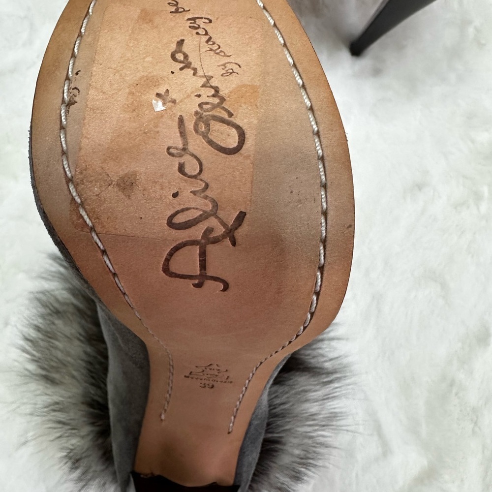 Alice + Olivia Gray Fur-Trimmed Heeled Boots - Picture 4 of 5